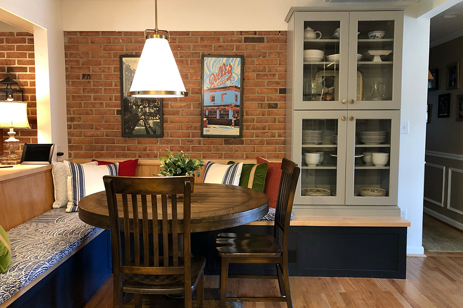 Columbia, MD kitchen remodel with brick wall and table